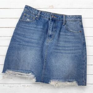 Women's‎ Denim Skirt Distressed High Waisted Size 27